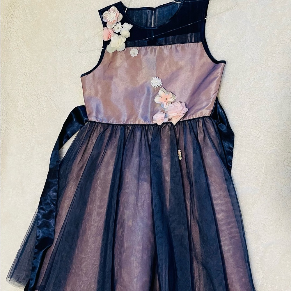 Rose Gold and Navy Girls Dress Size 14